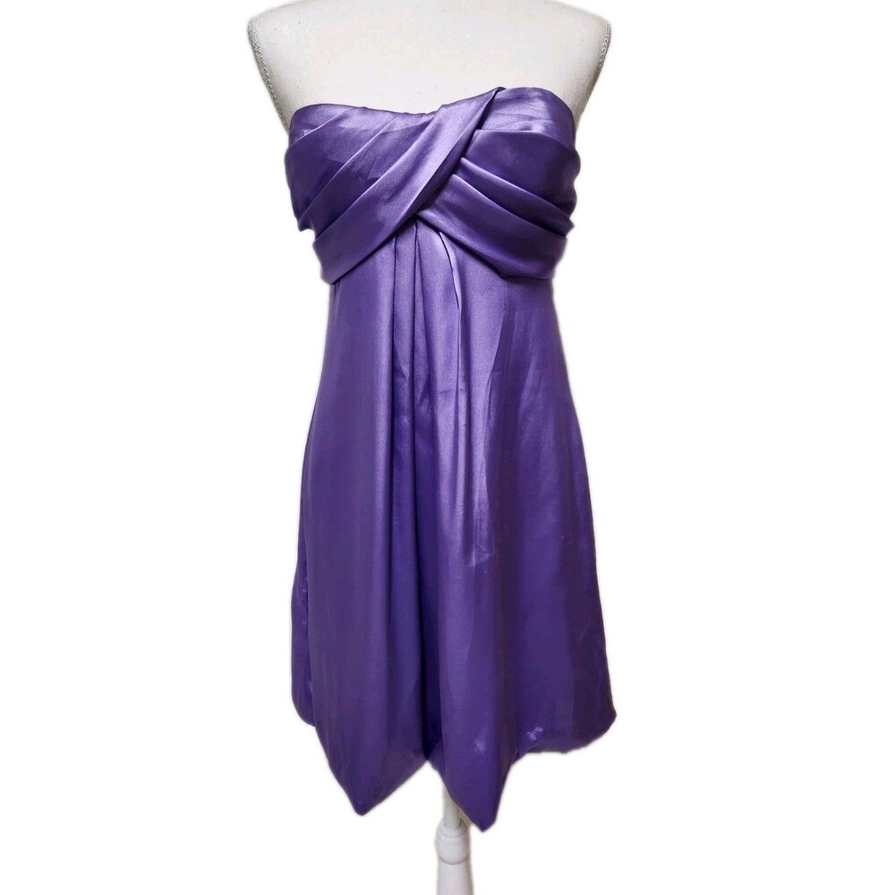 Jump Apparel Purple Satin Bubble Hem Strapless Dress Sz 7/8 Party Hoco Y2K